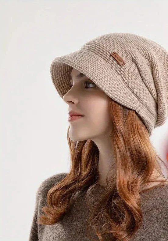 Hat : Modieuze Muts Dames - Fleece Warm Trendy Winter - Fleece in Beige van Pantino