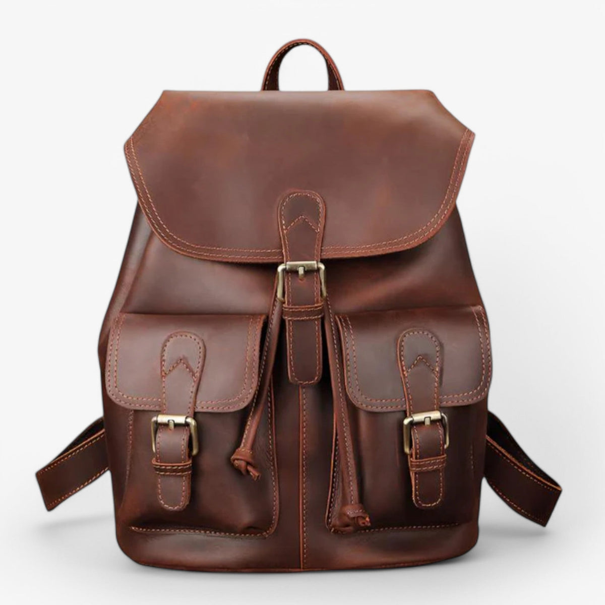 bags : Rugzak Bruin - Premium Leren Leer in bruin van Pantino