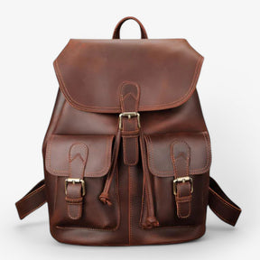bags : Rugzak Bruin - Premium Leren Leer in bruin van Pantino
