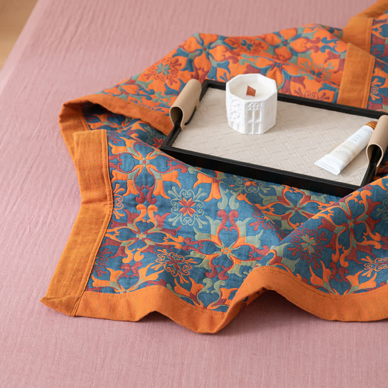 home & garden : Katoenen Quilt Oranje Blauw - Zeslaags Warm Beddengoed - Katoen in van Pantino