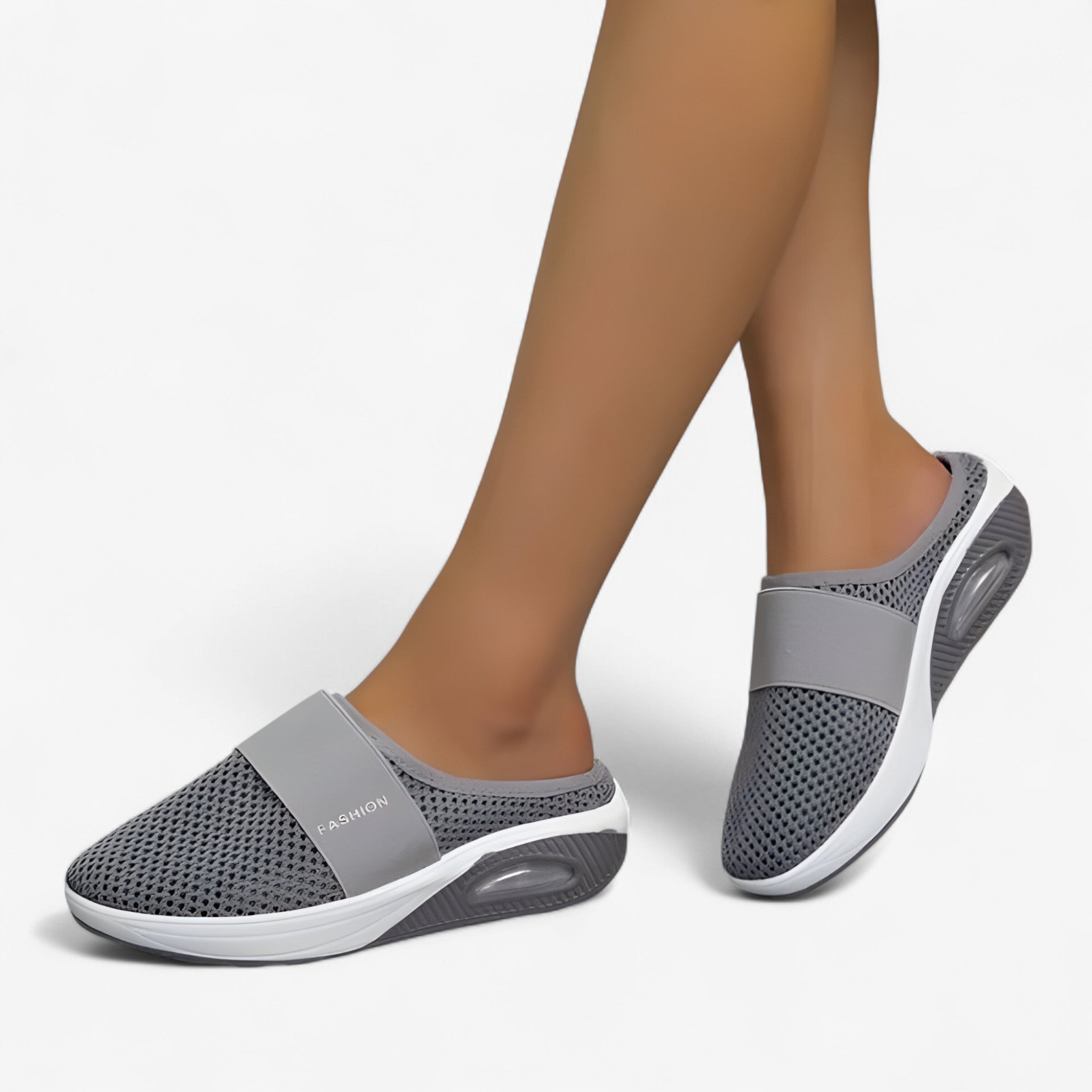 Slippers : Slippers Dames Zwart - Ademend Comfortabele Mesh in Donkergrijs van Pantino