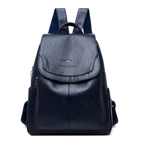 bags : Vintage Boekentas Dames - Retro Leren Schooltas Design - PU-Leer in Marineblauw van Pantino