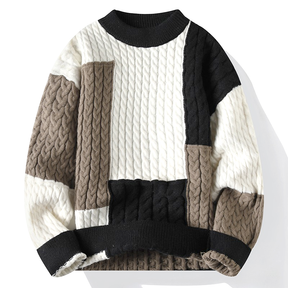 Sweater : Trui Heren Blauw - Gestreept in Zwart van Pantino
