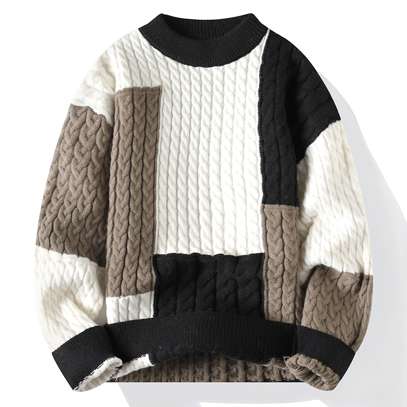 Sweater : Trui Heren Blauw - Gestreept in Zwart van Pantino