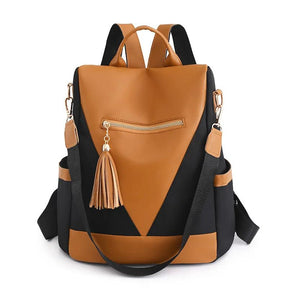 bags : Rugzak in Tweekleurige Look met Kwasthanger Dames - Oranje met Bruin in Oranje met zwart van Pantino