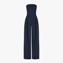 One-Pieces : Elegante Zwarte Strapless Dames Jumpsuit - Chic en Comfortabel voor Zomerse Ceremonie in Donkerblauw van Pantinoshop