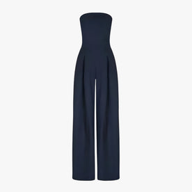 One-Pieces : Elegante Zwarte Strapless Dames Jumpsuit - Chic en Comfortabel voor Zomerse Ceremonie in Donkerblauw van Pantinoshop