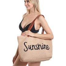 bags : Strandtas Zwarte Strepen - Populaire Stro in Beige van Pantino