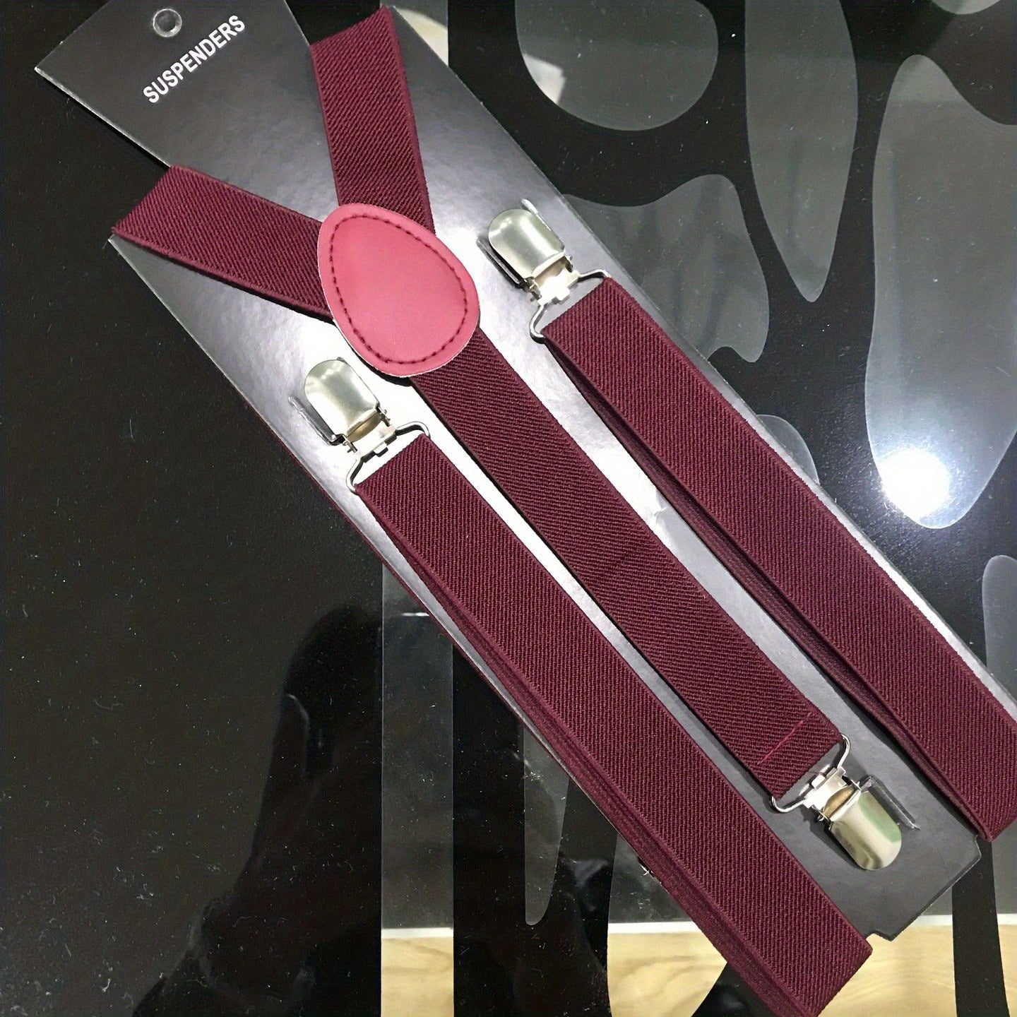 Suspenders : Heren Bretels met 3 Stevige Clips voor Broeken en Pantalons - Zwart in Bordeaux kleur van Pantino