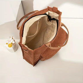 bags : Schoudertas Dames Zwart - CorduroyBag in van Pantino
