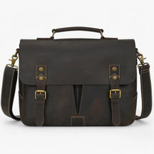 bags : Leren Laptoptas met Schouderband Leer - Donkerbruin in Donkerbruin van Pantino