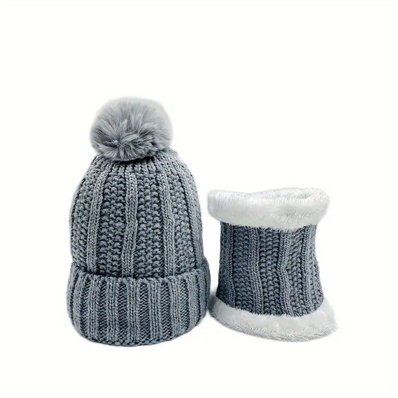 Hat and Scarf Set : Stijlvolle Muts en Sjaal Set Wol - Warm Winter Combi - Wol in Grijs van Pantino