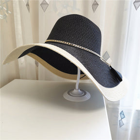 Sun Hat : Hoed Zwart - Zonnebescherming Grote Rand Strandhoed in Zwart One size van Pantino