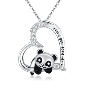 Necklace : Ketting Zilver - Sterling Panda in van Pantino