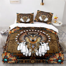 home & garden : Nighty Night - Kinder Dekbedovertrek 'Beschermende Wolf in Wolf met indianen van Pantino
