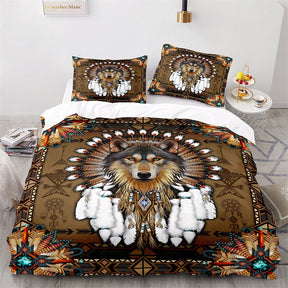 home & garden : Nighty Night - Kinder Dekbedovertrek 'Beschermende Wolf in Wolf met indianen van Pantino