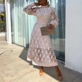 Dress : Elegante Jurk Dames Kant - Lichtroze in van Pantino