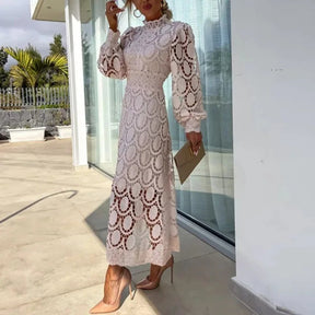 Dress : Elegante Jurk Dames Kant - Lichtroze in van Pantino