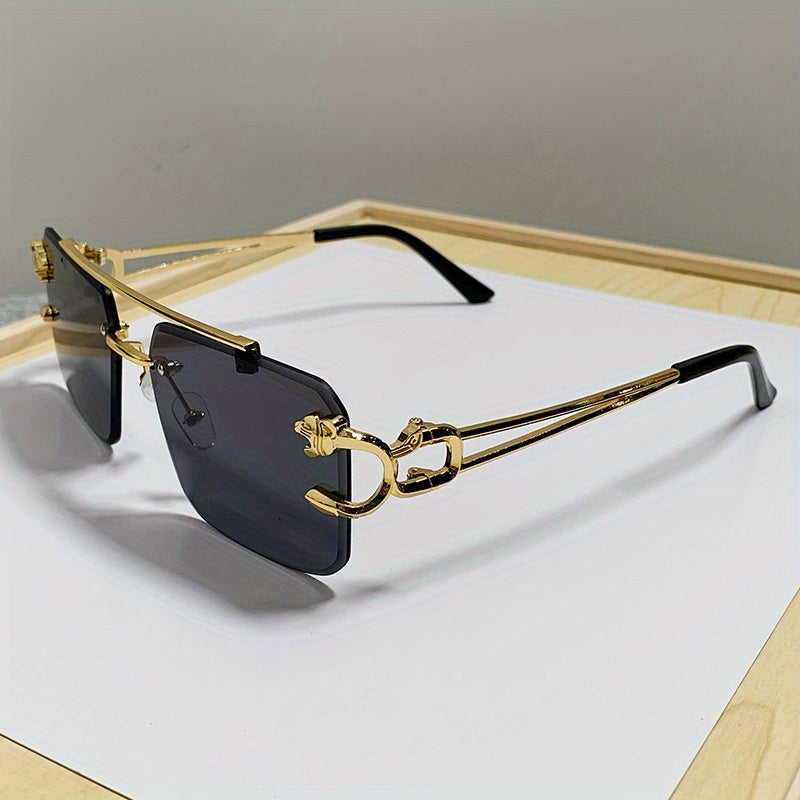 Sunglasses : Heren Randloze Vierkante Zonnebril Grijs - Stijlvol & UV400 Bescherming in Grijs van Pantino