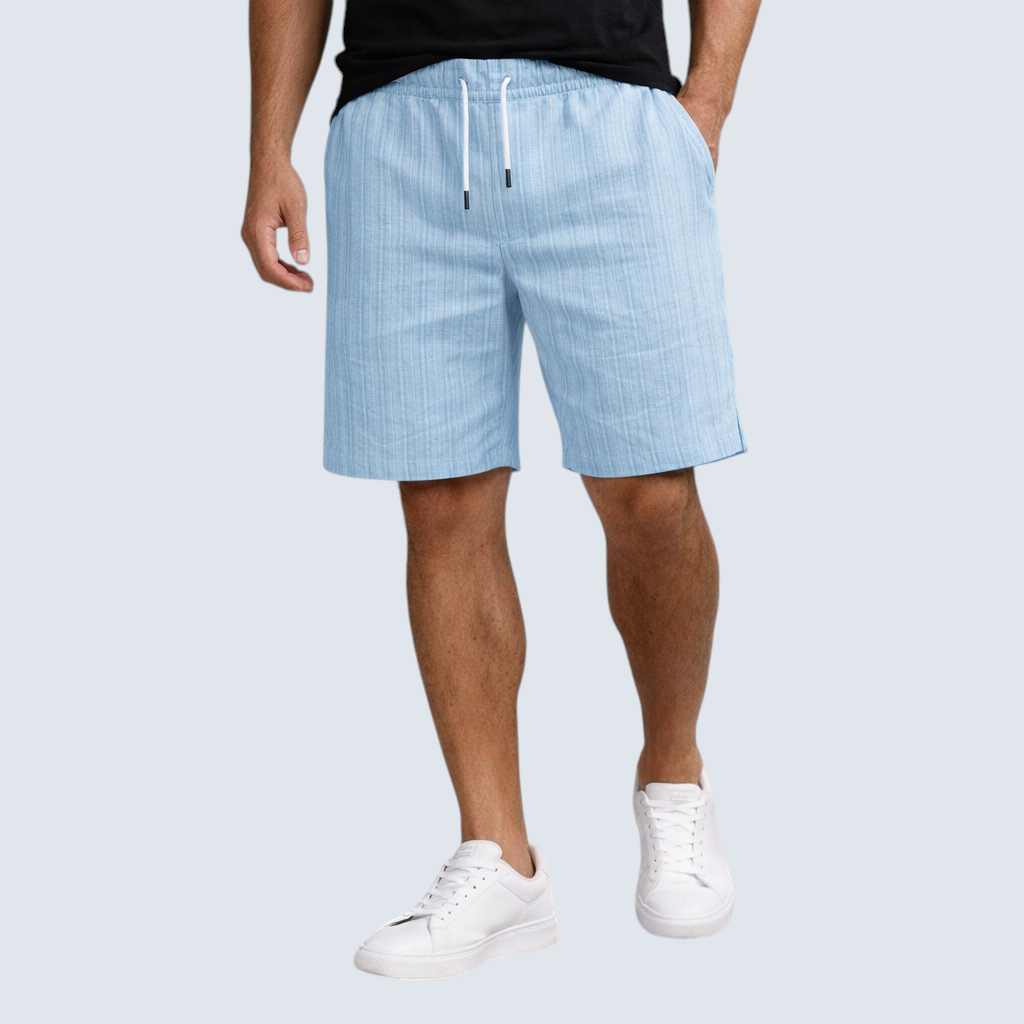 Heren shorts : Heren Linnen Shorts Ademend - Relaxte Zomerstijl in Licht Blauw van Pantinoshop