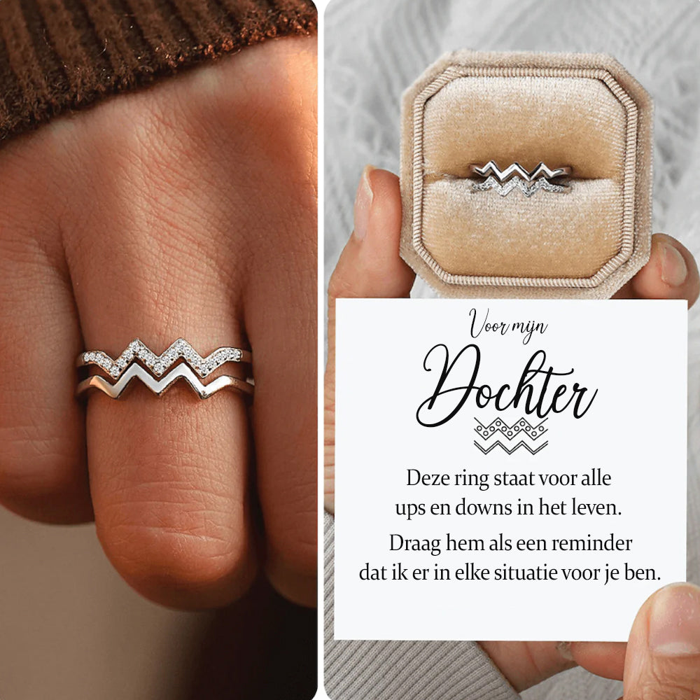 Ring : Dochter Ring - Speciaal Cadeau Moederliefde - Verstelbaar Zilver in van Pantino
