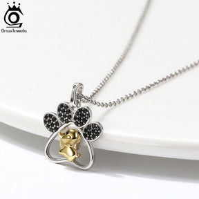 Necklace : Ketting Zilver - Dog Paw Sterling in van Pantino