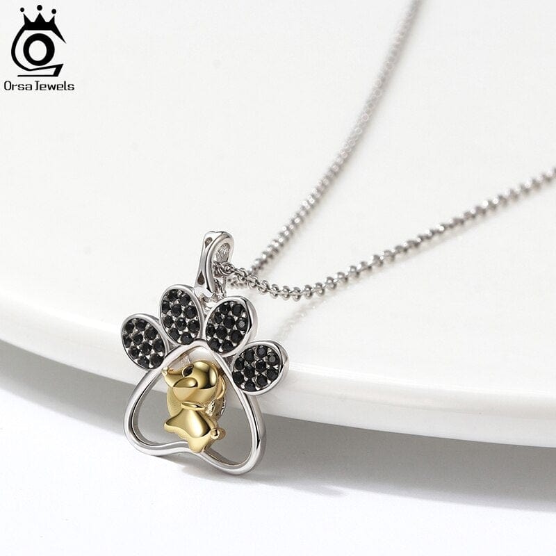 Necklace : Ketting Zilver - Dog Paw Sterling in van Pantino