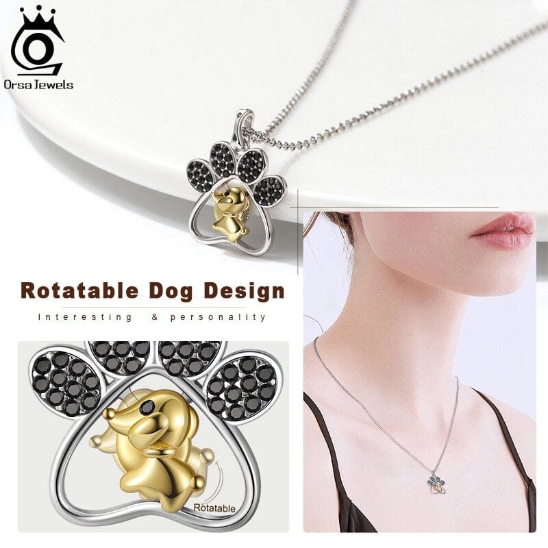Necklace : Ketting Zilver - Dog Paw Sterling in van Pantino