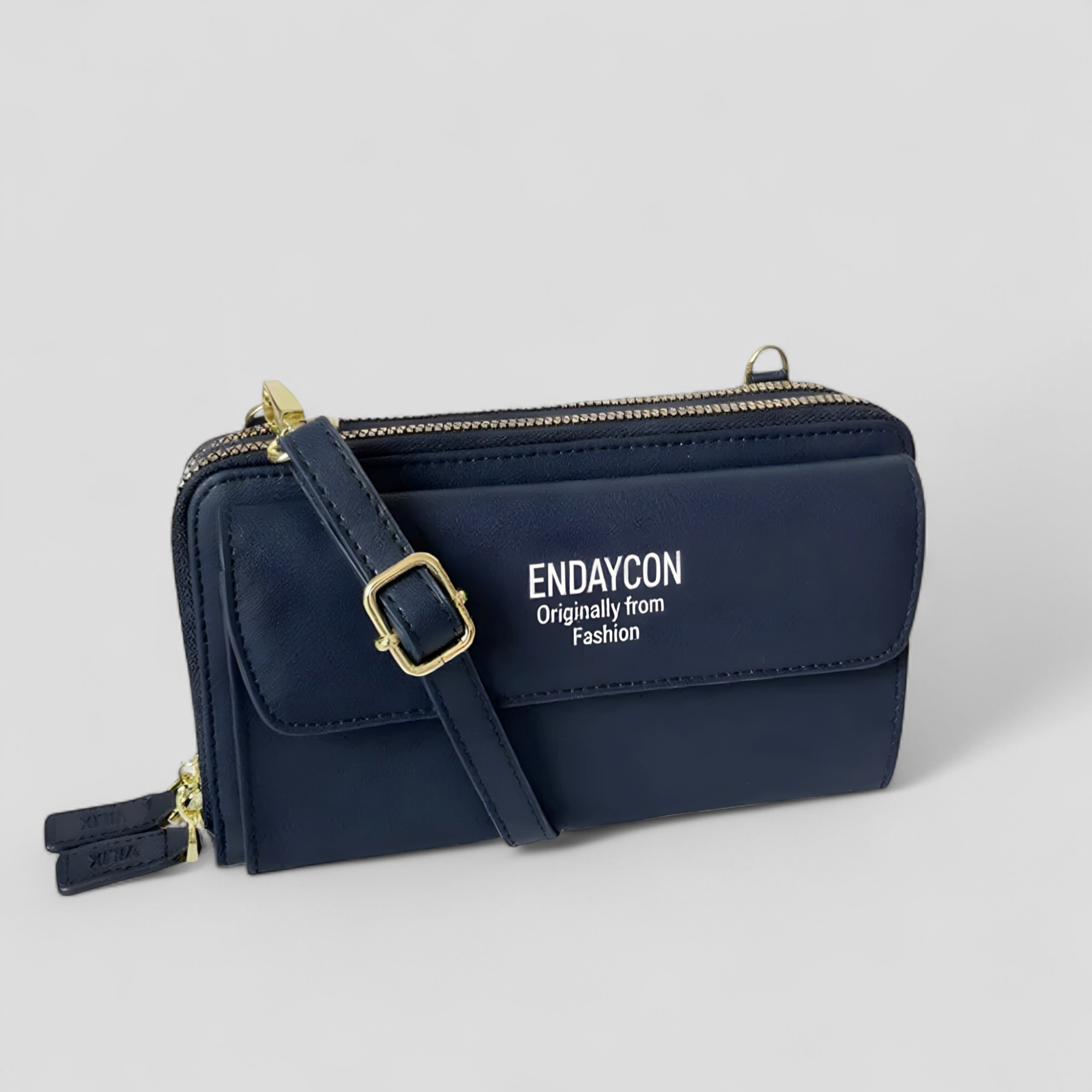 bags : EviBella - Compact Telefoontasje - Zwart in Donkerblauw van Pantino