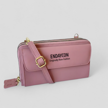 bags : EviBella - Compact Telefoontasje - Zwart in Donker Roze van Pantino