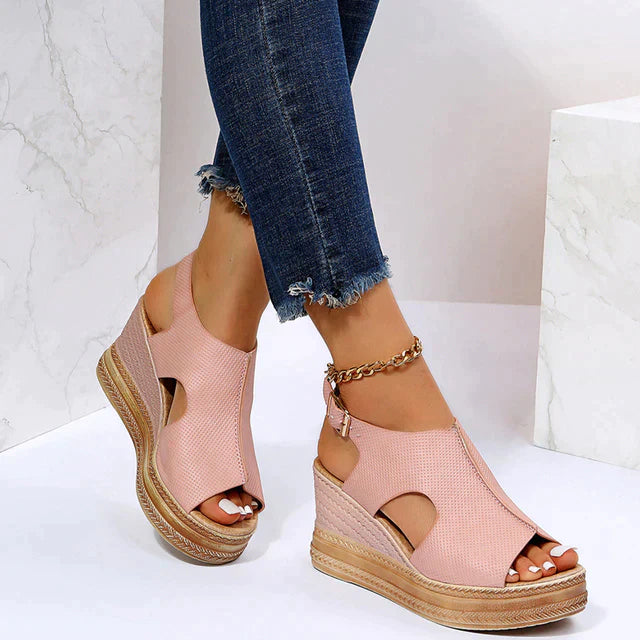 Sandals : Sandalen Dames Goud - Orthopedische - Ideaal voor Dagelijks Gebruik en Gezonde Voetondersteuning in Roze van Pantino