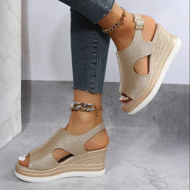 Sandals : Sandalen Dames Goud - Orthopedische - Ideaal voor Dagelijks Gebruik en Gezonde Voetondersteuning in Goud van Pantino