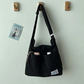 bags : Schoudertas Ribfluweel - Beige in Zwart van Pantino