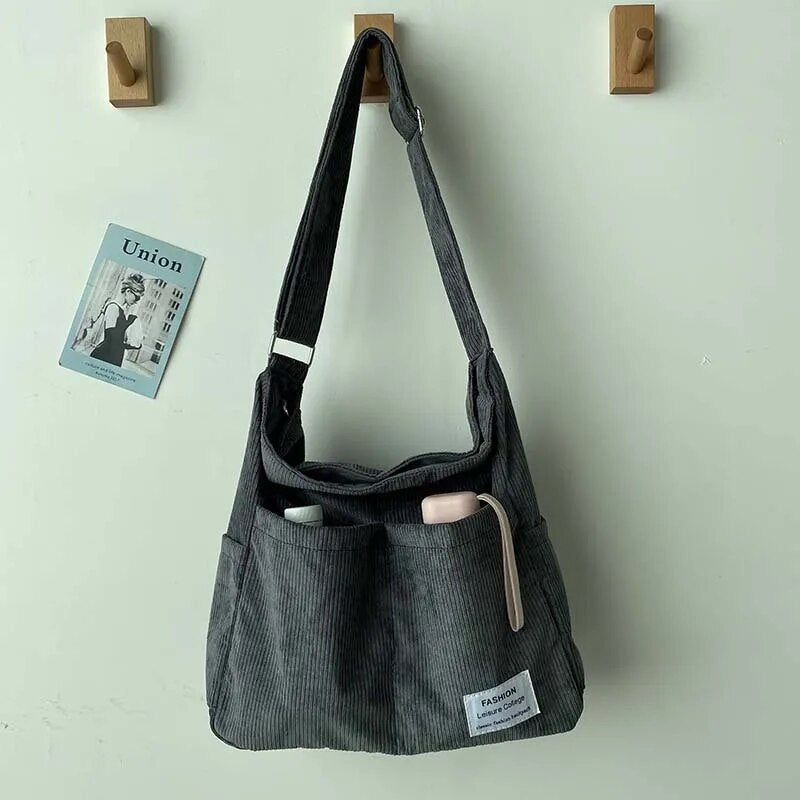 bags : Schoudertas Ribfluweel - Beige in Grijs van Pantino