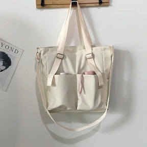 bags : Crossbody Tas Dames Zwart - Waterdicht Grote Capaciteit - Oxford Stof in Wit van Pantino