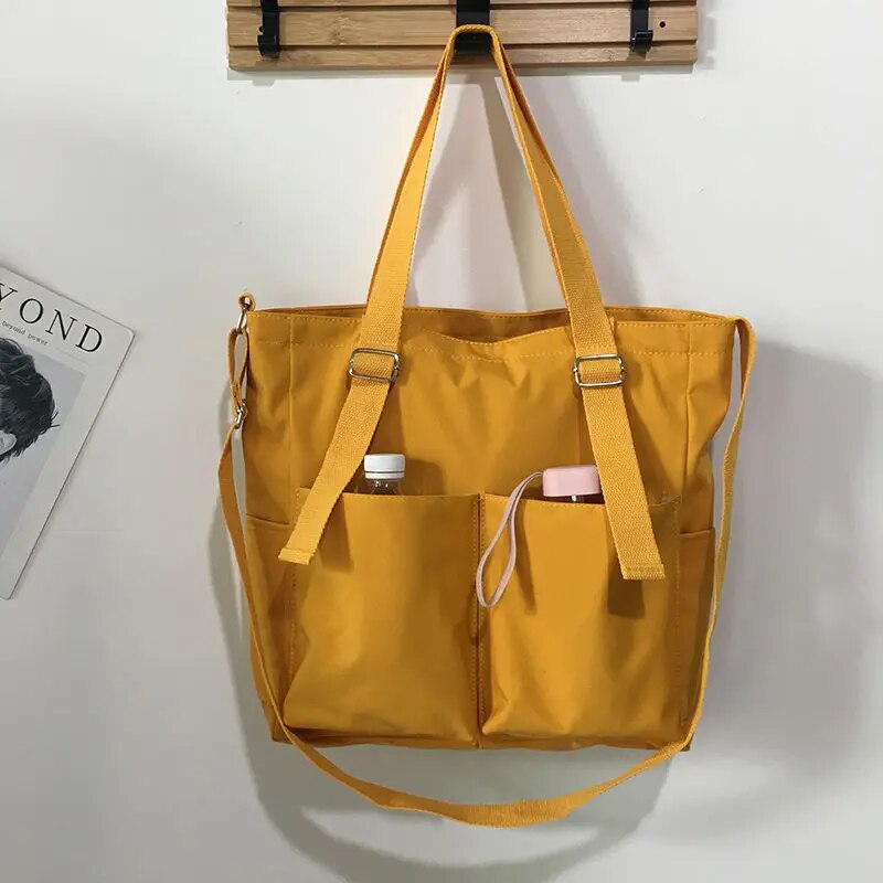 bags : Crossbody Tas Dames Zwart - Waterdicht Grote Capaciteit - Oxford Stof in Geel van Pantino