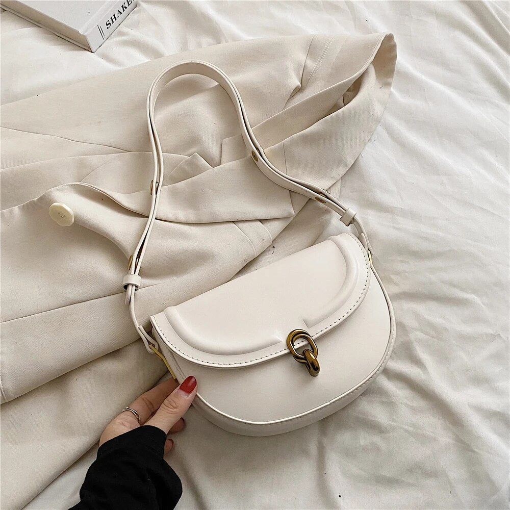 bags : Mini Schoudertas Dames - Klepsluiting Gladde Textuur - PU-Leer in Wit van Pantino