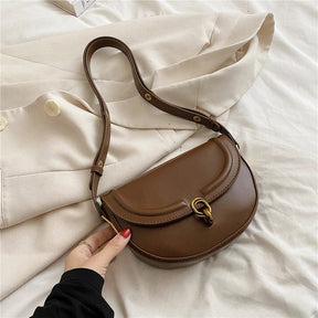 bags : Mini Schoudertas Dames - Klepsluiting Gladde Textuur - PU-Leer in Bruin van Pantino