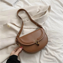 bags : Mini Schoudertas Dames - Klepsluiting Gladde Textuur - PU-Leer in Khaki donker van Pantino