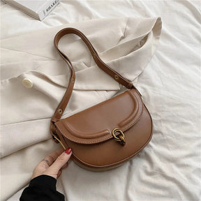 bags : Mini Schoudertas Dames - Klepsluiting Gladde Textuur - PU-Leer in Khaki donker van Pantino
