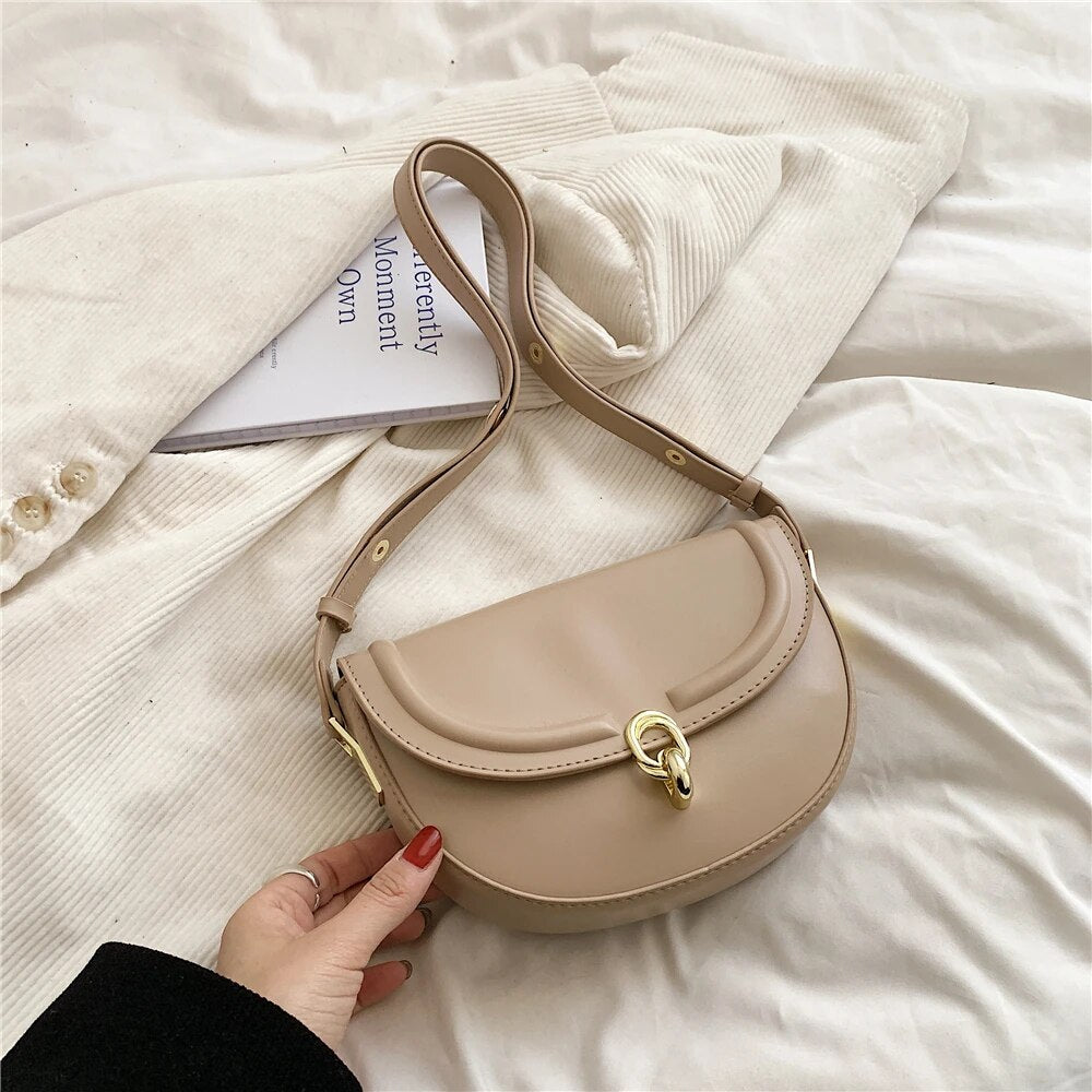 bags : Mini Schoudertas Dames - Klepsluiting Gladde Textuur - PU-Leer in Licht Khaki van Pantino