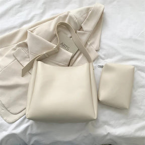 bags : Draagtas Dames - Grote Capaciteit Brede Riem - PU-Leer in Beige van Pantino