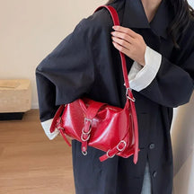 bags : Casual Schoudertas Dames Wit - Rits- en Gespsluiting - Synthetisch Leer in Rood van Pantino