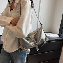 bags : Casual Schoudertas Dames Wit - Rits- en Gespsluiting - Synthetisch Leer in Zilver van Pantino