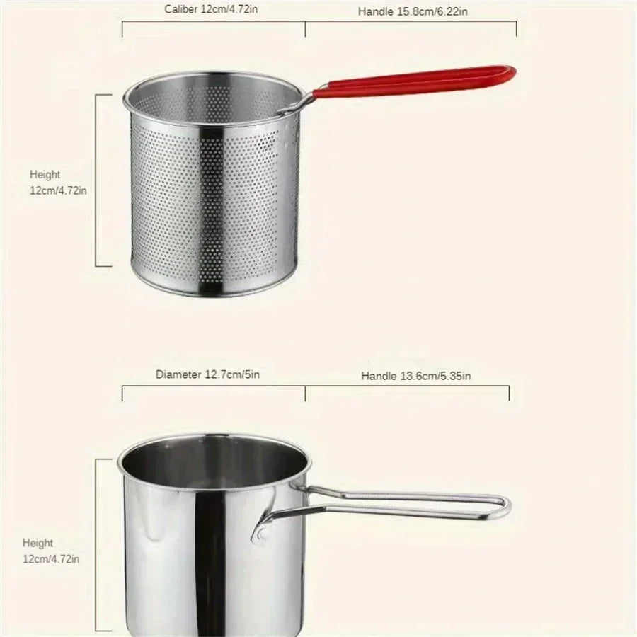 Home & Garden > Kitchen & Dining : Mini Frituurpan 1200ML RVS met Zeef voor Thuisgebruik in van Belro