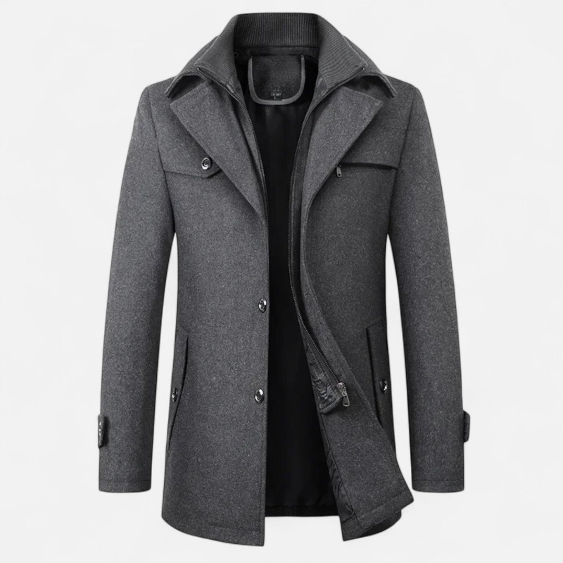 Trench Homme Laine Col Double Zippé