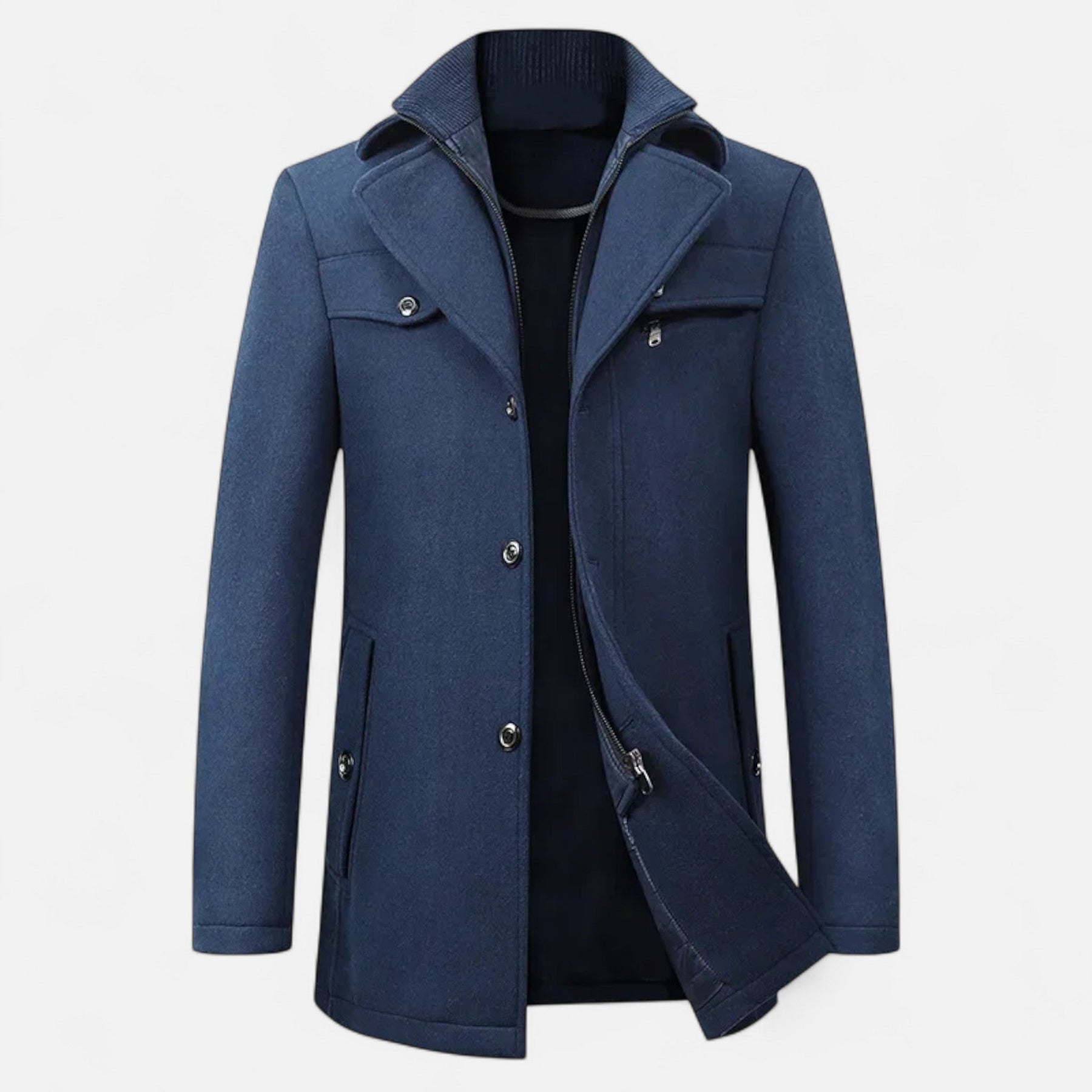 Trench Homme Laine Col Double Zippé