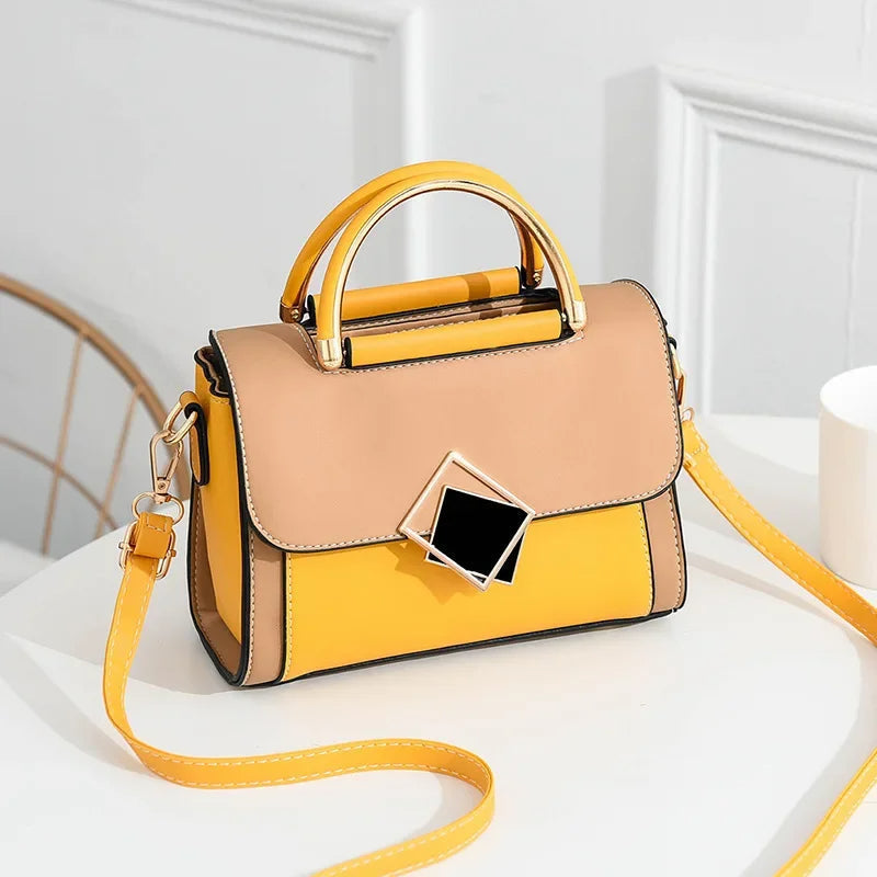 bags : Schoudertas Dames - Kleurblokken Geometrische Gesp Design - PU-Leer in Geel van Pantino