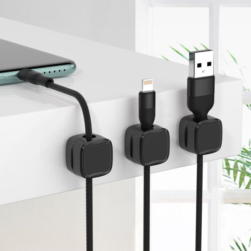 gadgets : Kabelhouder Set Zwart 6 Stuks - Anti-Kabelrommel Bureau - Siliconen in van Pantino