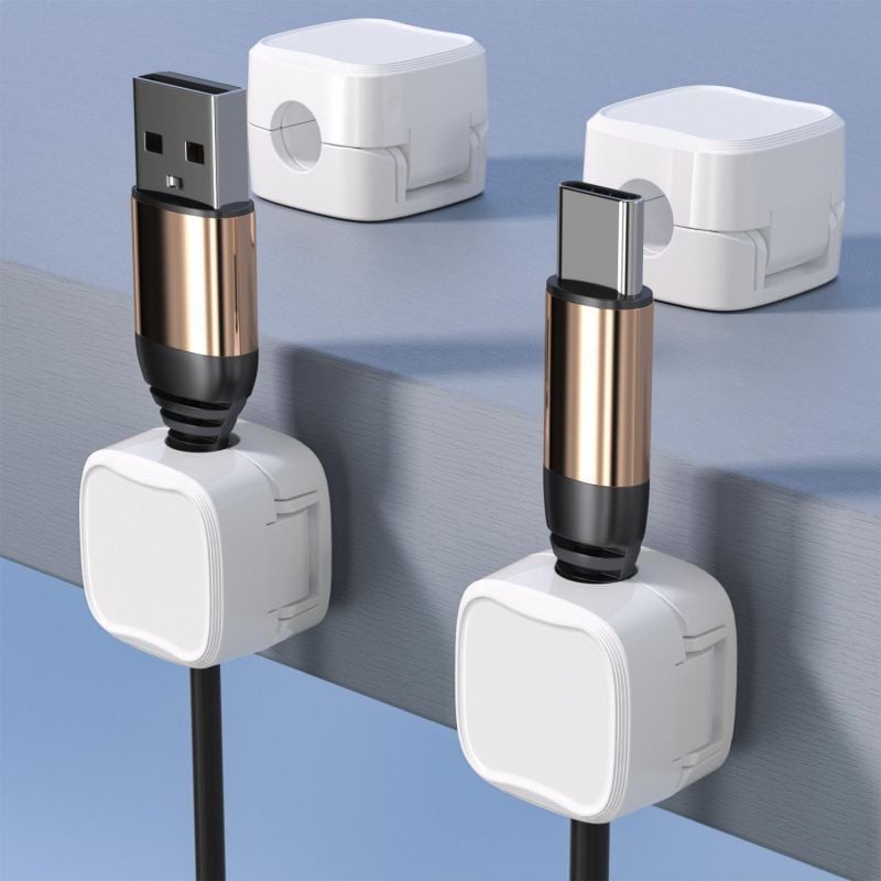 gadgets : Kabelhouder Set Zwart 6 Stuks - Anti-Kabelrommel Bureau - Siliconen in van Pantino